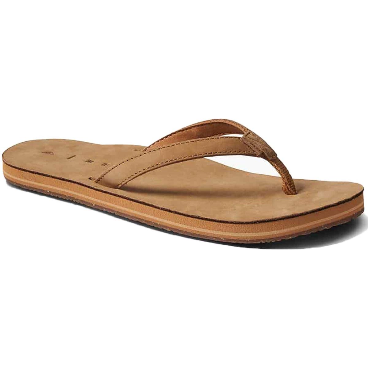 Reef CJ5638 Women`s Solana Leather Tan Comfort Beach Summer Sandal Flip Flop