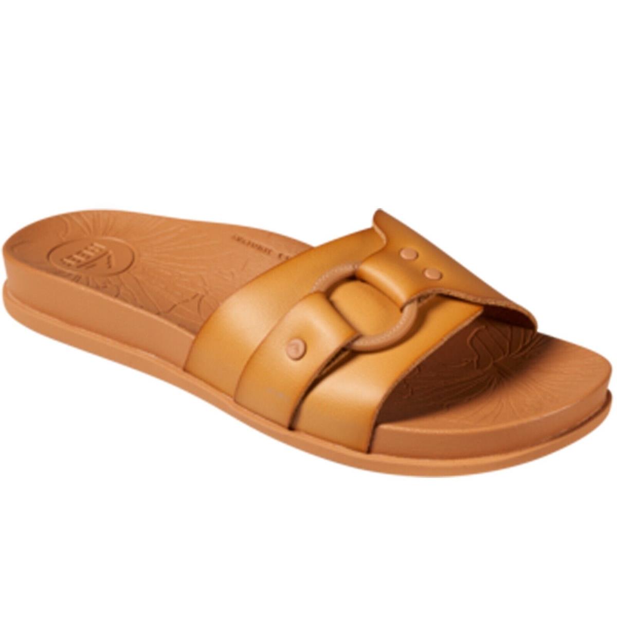 Reef CJ2874 Women`s Cushion Soho Cruz Natural Vegan Leather Summer Slide Sandal