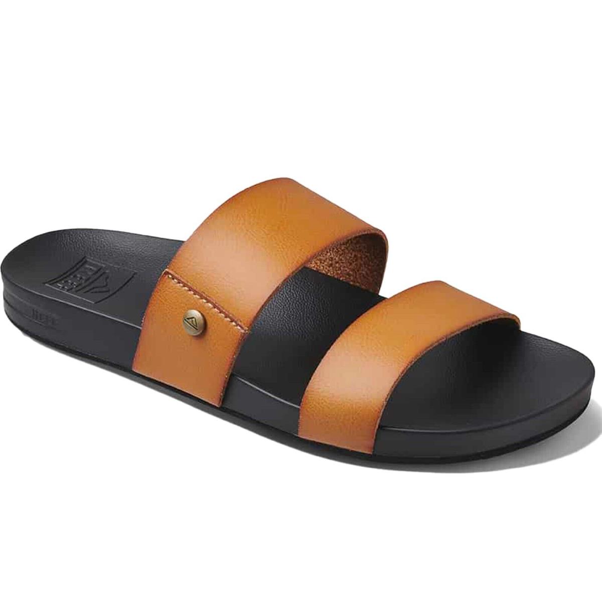 Reef CJ2827 Women`s Cushion Vista Cognac Black Classic Comfort Slide Sandal