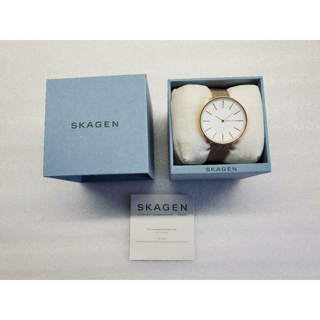 Skagen Karolina White Dial Rose Gold Mesh St. Steel Women`s Watch SKW2688