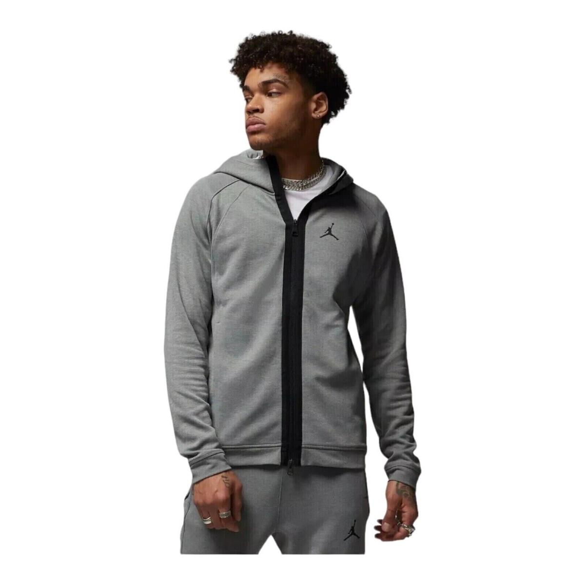 Nike Men`s Jordan Dri-fit Sport Full-zip Hoodie Grey Size S