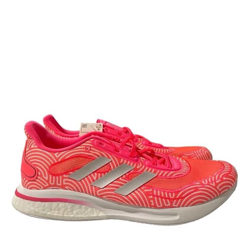 Adidas Supernova Tokyo Mens Size 12 Running Shoes Pink Athletic Casual Sneaker - Signal Pink, Silver Metallic, Cloud White