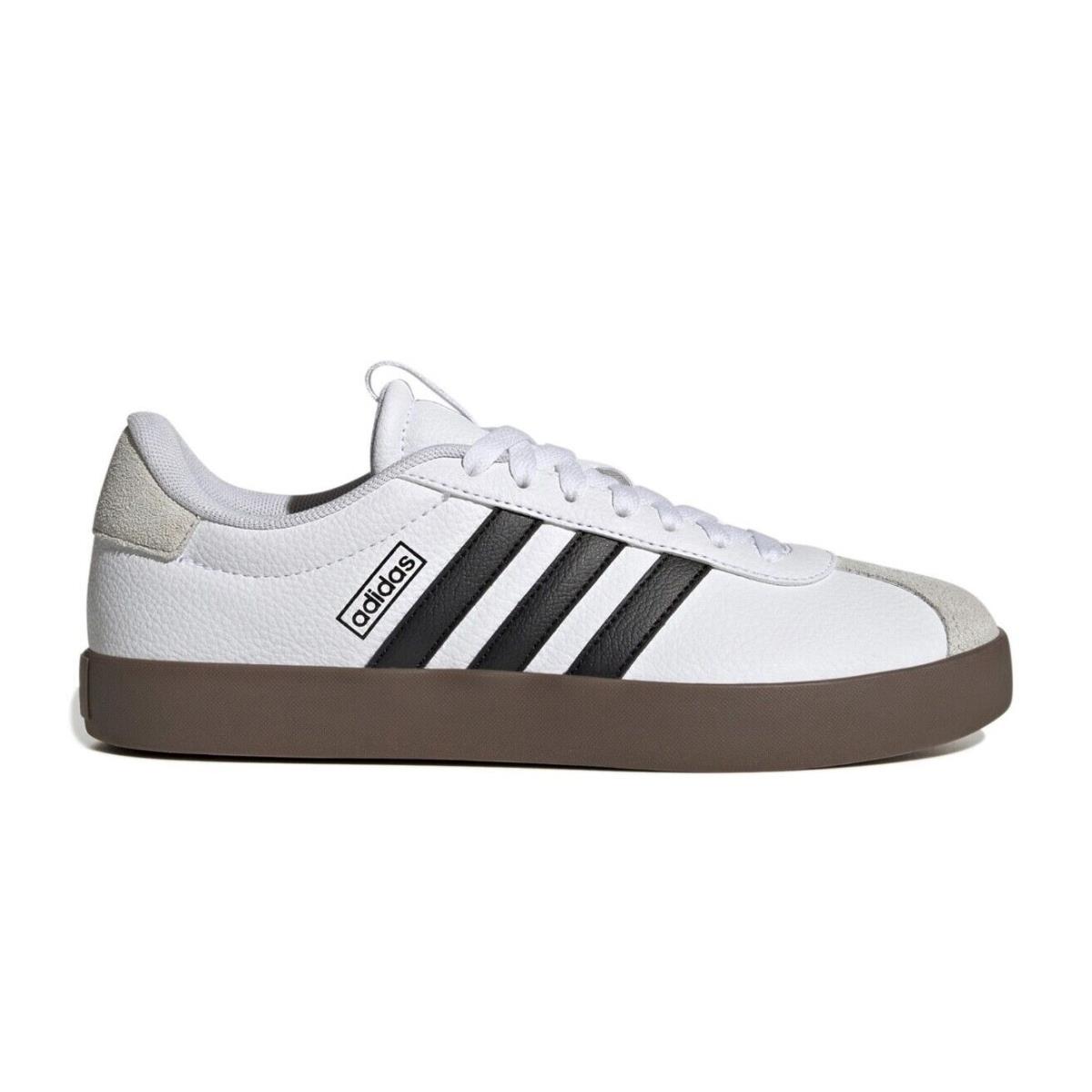 Adidas VL Court 3.0 Women s 3 Stripe Suede Skate Fashion Low Top Shoes Size 11 - White/Black/Mocha