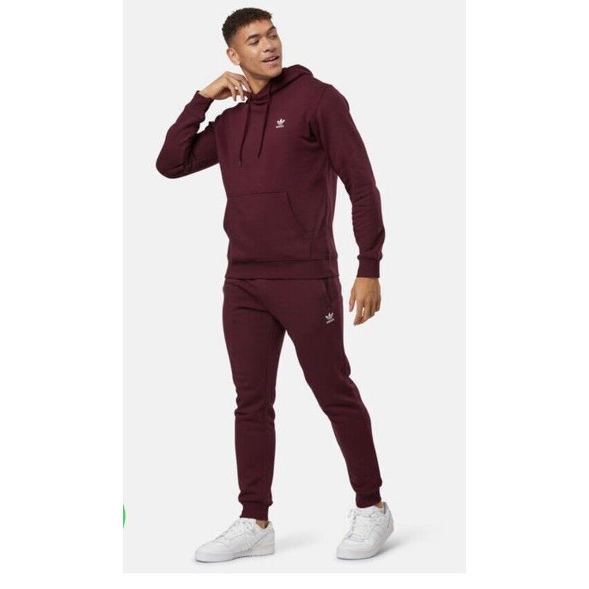 Adidas Originals Men s M Essential Trefoil Hoodie Jogger Set Maroon Medium