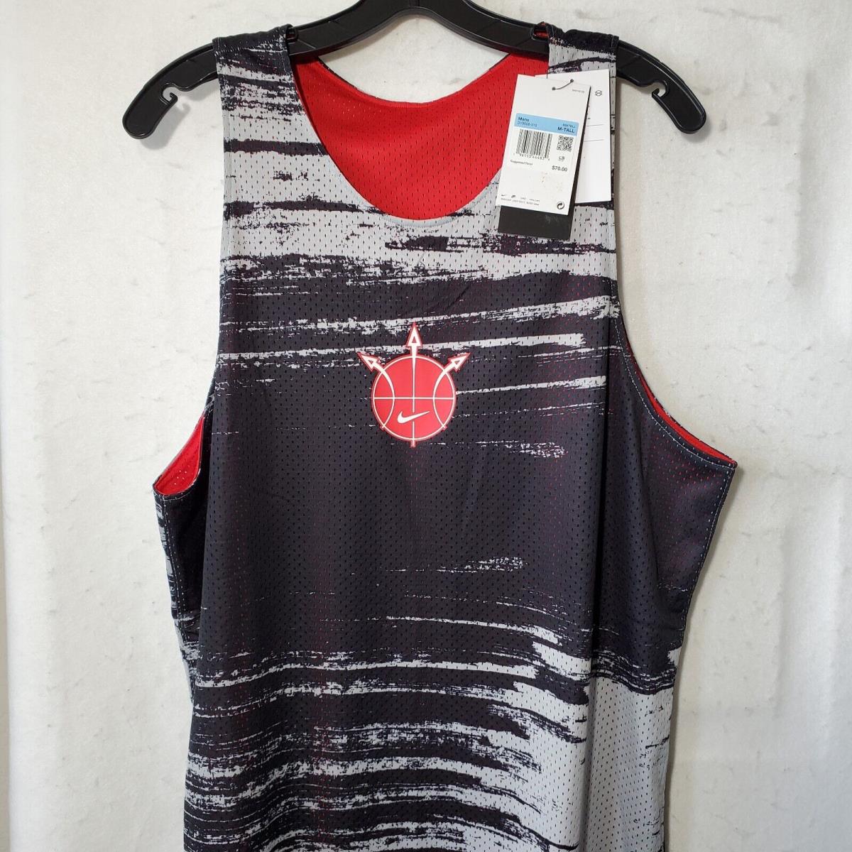 Nike Tank Top Mens Medium Tall Basketball Mesh Black Red Engineered Reversible