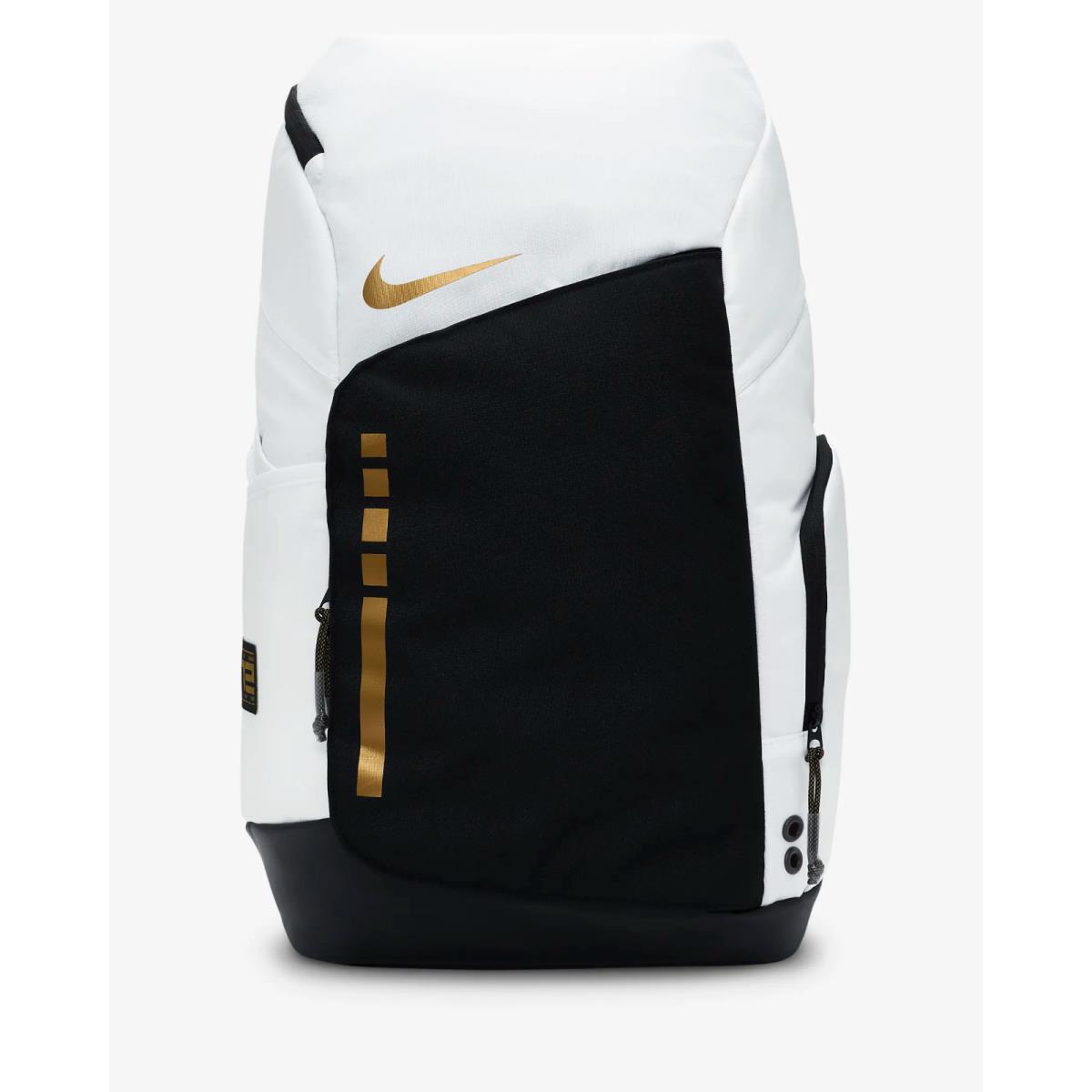 Nike Hoops Elite Backpack 32L School Book Bag White/metallic Gold/black