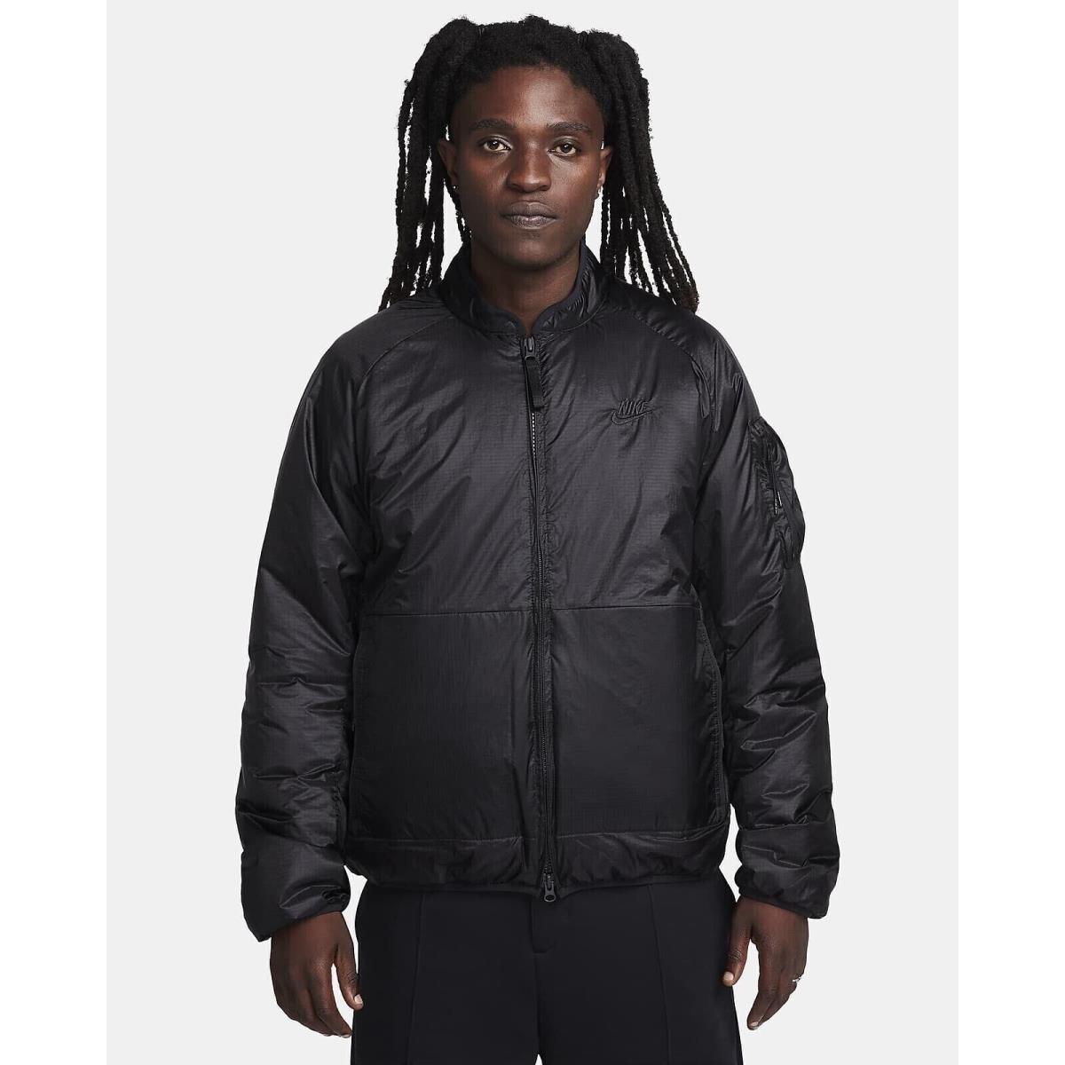 Nike Sportswear Tech Therma-fit Insulated Jacket L Men Black Bomber Coat