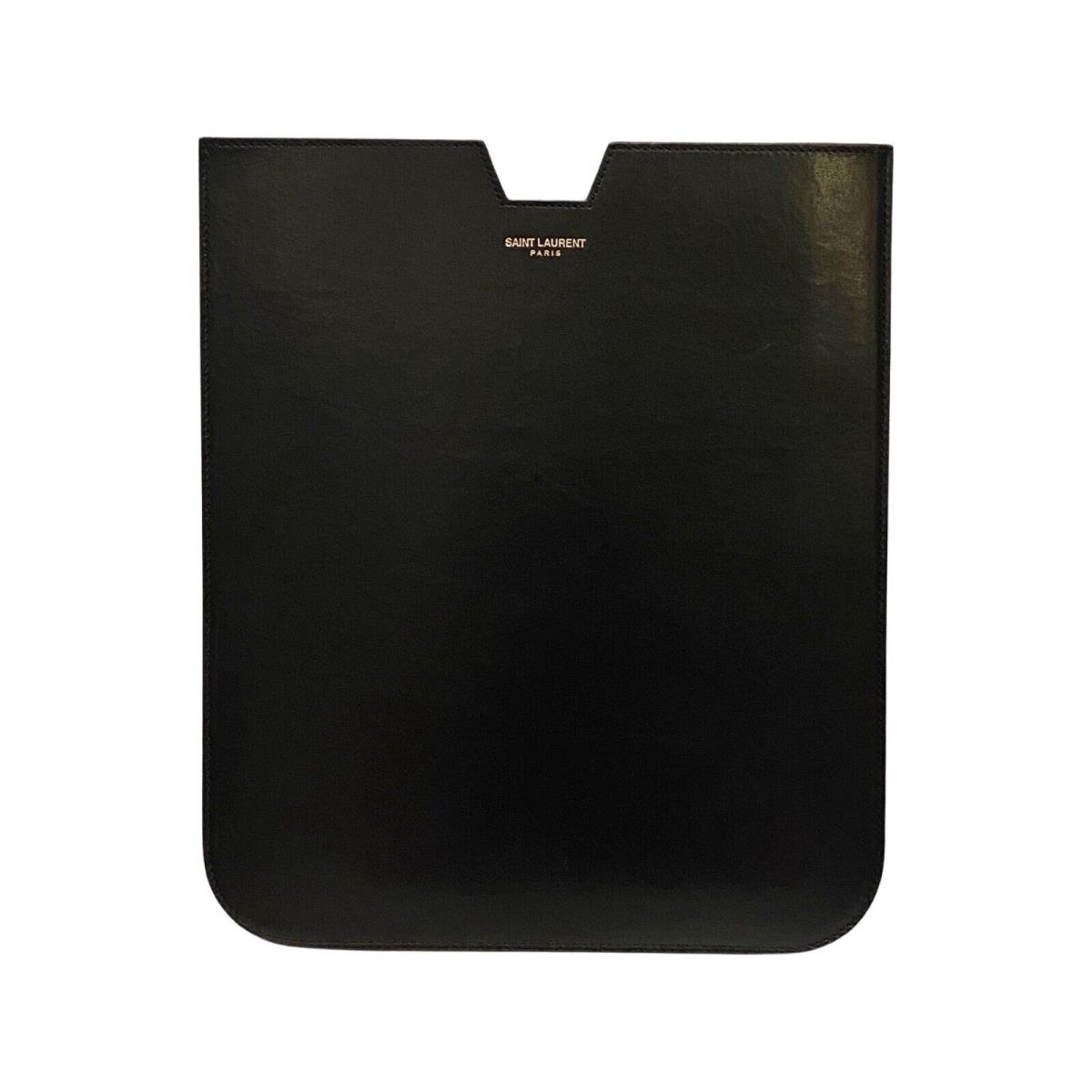 Saint Laurent Ipad Pro Sleeve Smooth Black Calfskin Leather Gold Logo