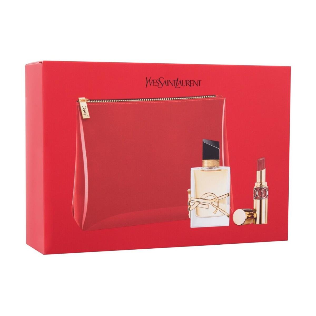 Yves Saint Laurent Ysl Libre 3 PC Gift Set - 1.7OZ Edp + Mini Rouge Volupte Shine Lipstick + Pouch