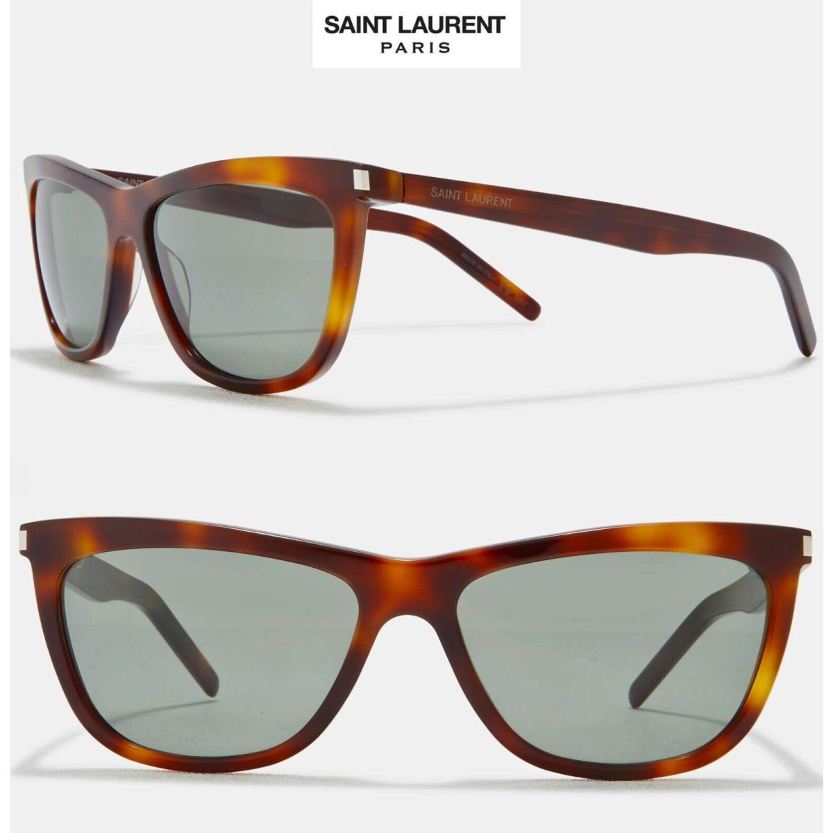 Saint Laurent SL515 003 Women Havana Green Cat Eye Sunglasses. 58mm