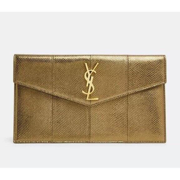 Ysl Saint Laurent Uptown Pouch. Gold Exotic Leather. Style 565739EAAFA8037