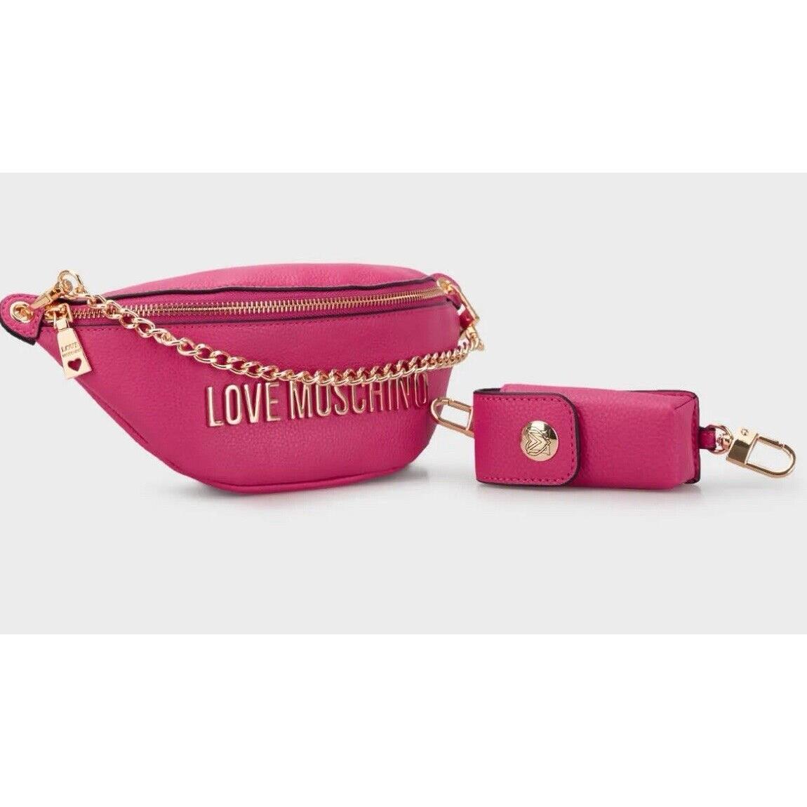 Moschino Logo Detachable Chain Detailed Belt Bag Pink