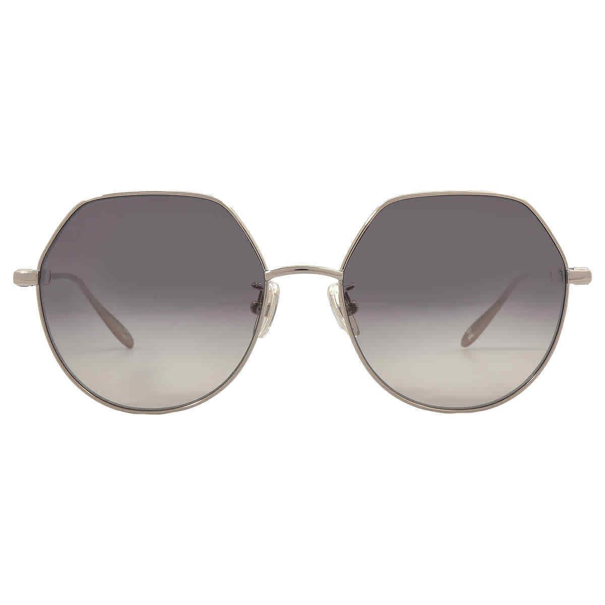 Carolina Herrera Grey Geometric Ladies Sunglasses SHN066M 08FE 54 SHN066M 08FE - Frame: Gold, Lens: Grey