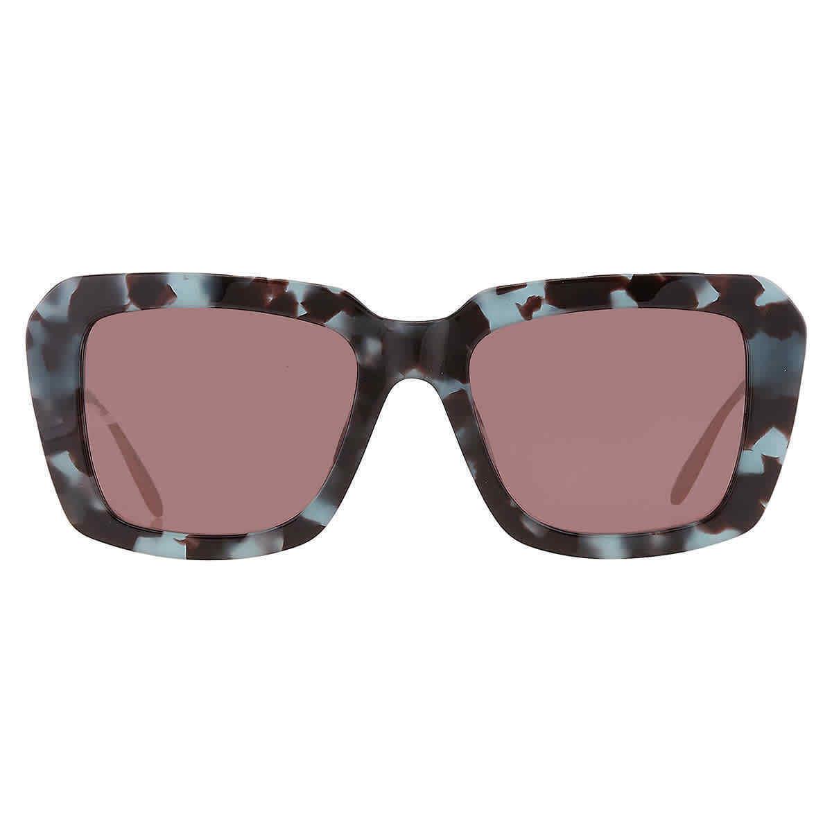 Carolina Herrera Brown Rectangular Ladies Sunglasses SHN619M 01GR 53 - Frame: Multi, Lens: Brown