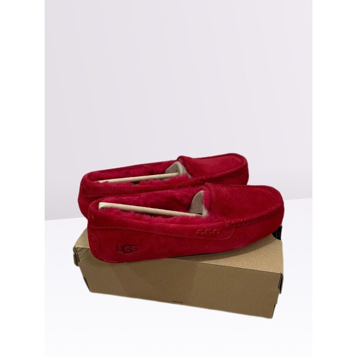 Ugg Women s Ansley Red Suede Loafer Slipper Shoe Wool Lining Size 6