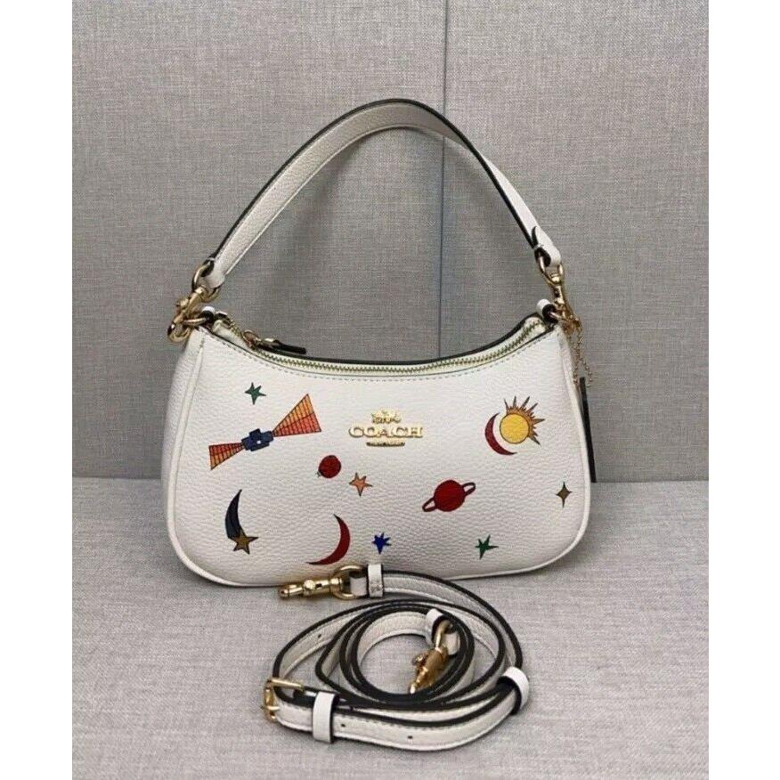 Coach X Observed By Us Teri Shoulder Bag In Leather with Print Chalk