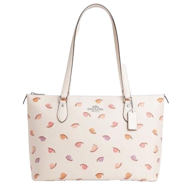 Coach CV268 Gallery Tote Bag with Snail Print Chalk Multi