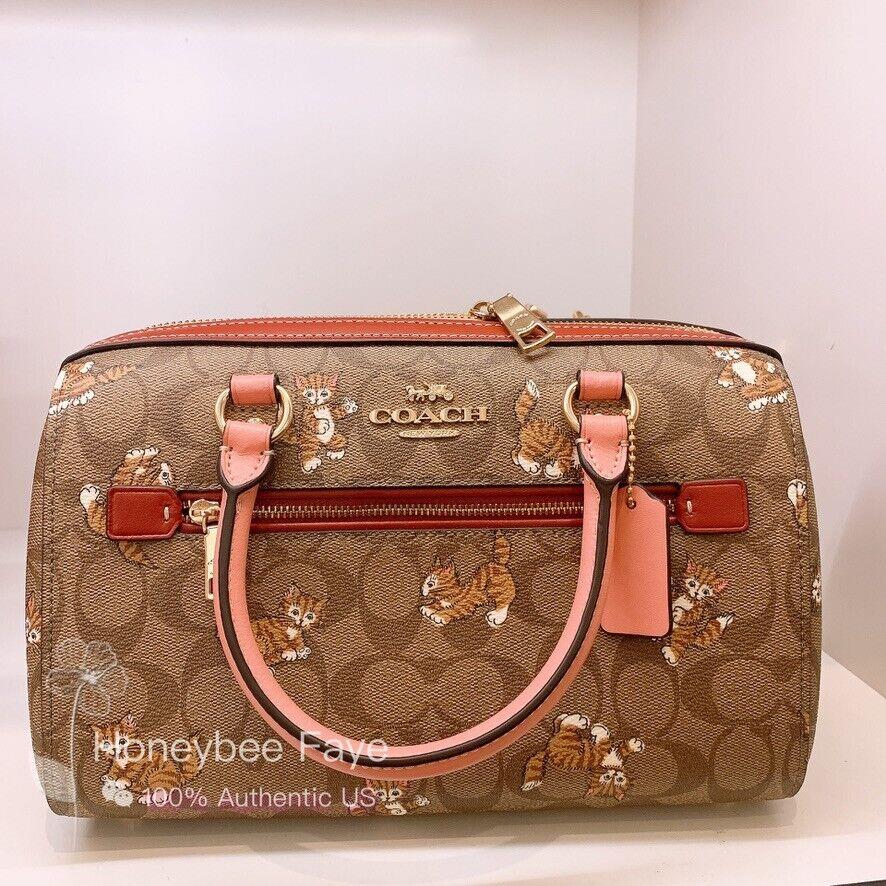 Coach Rowan Satchel Bag with Dancing Kitten Print CC425