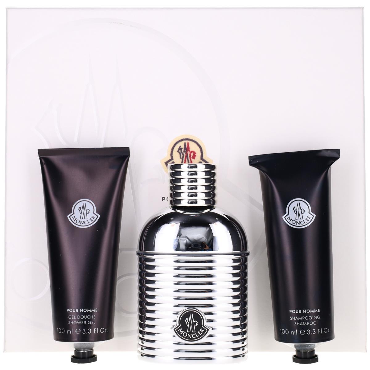 Moncler Pour Homme by Moncler Men Set:edp Spray+sg+shampoo 3.3oz+3.3oz+3.3oz