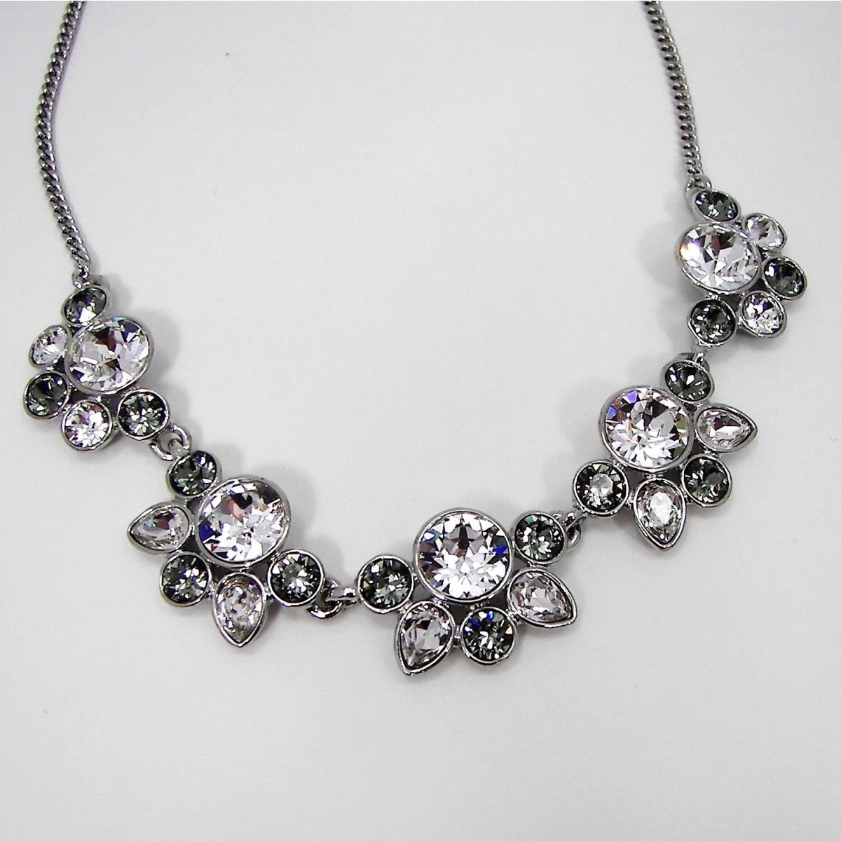 Givenchy Swarovski Crystal Necklace Silver Tone Metal Statement Jewelry Glamour