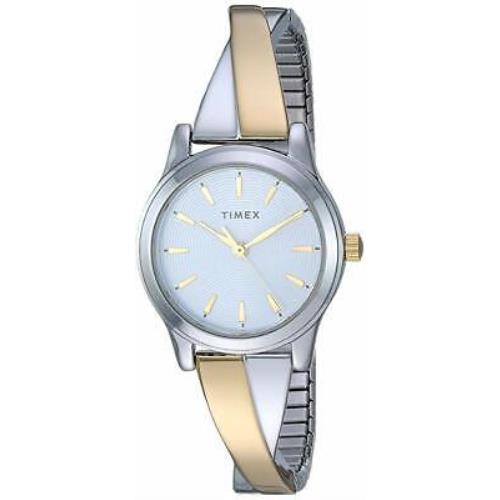 Timex TW2R98600 Women`s 2-Tone Criss/cross Expansion Bangle Watch 25MM - Dial: Silver, Band: