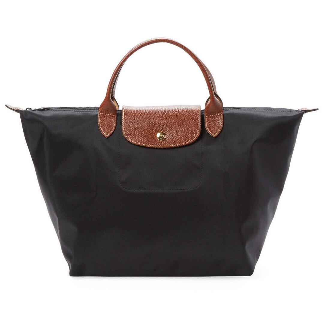 Longchamp Le Pliage Type M Medium Short Handle Travel Tote Black