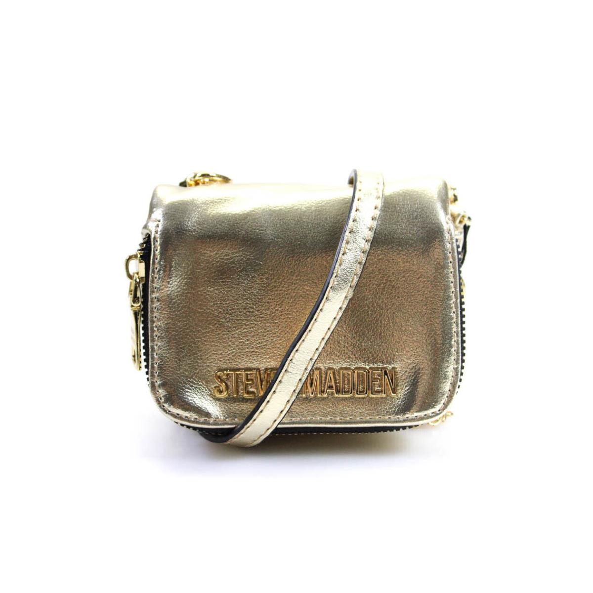 Steve Madden Womens Leather Small Crossbody Shoulder Handbag Gold Metallic