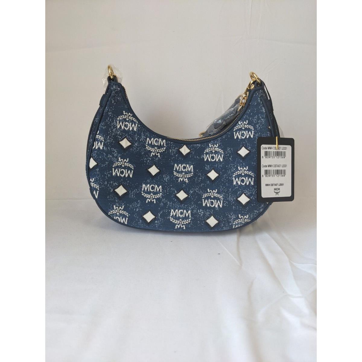 Mcm Aren Hobo in Vintage Denim Jacquard in Blue Small