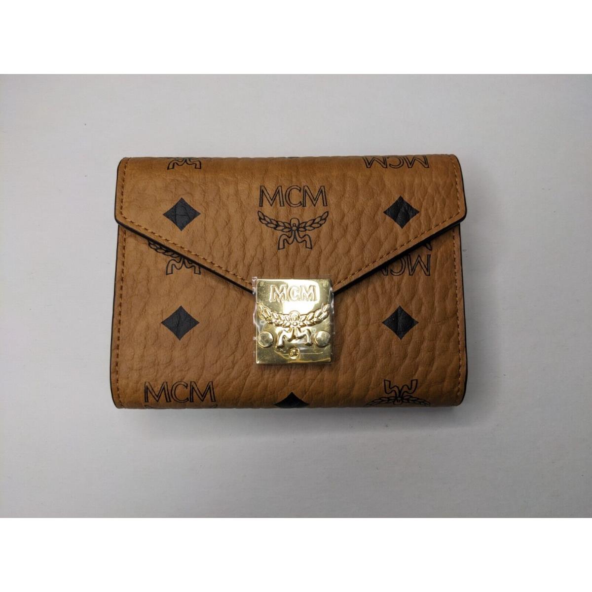 Mcm Patricia Trifold Wallet in Visetos Canvas Cognac Small