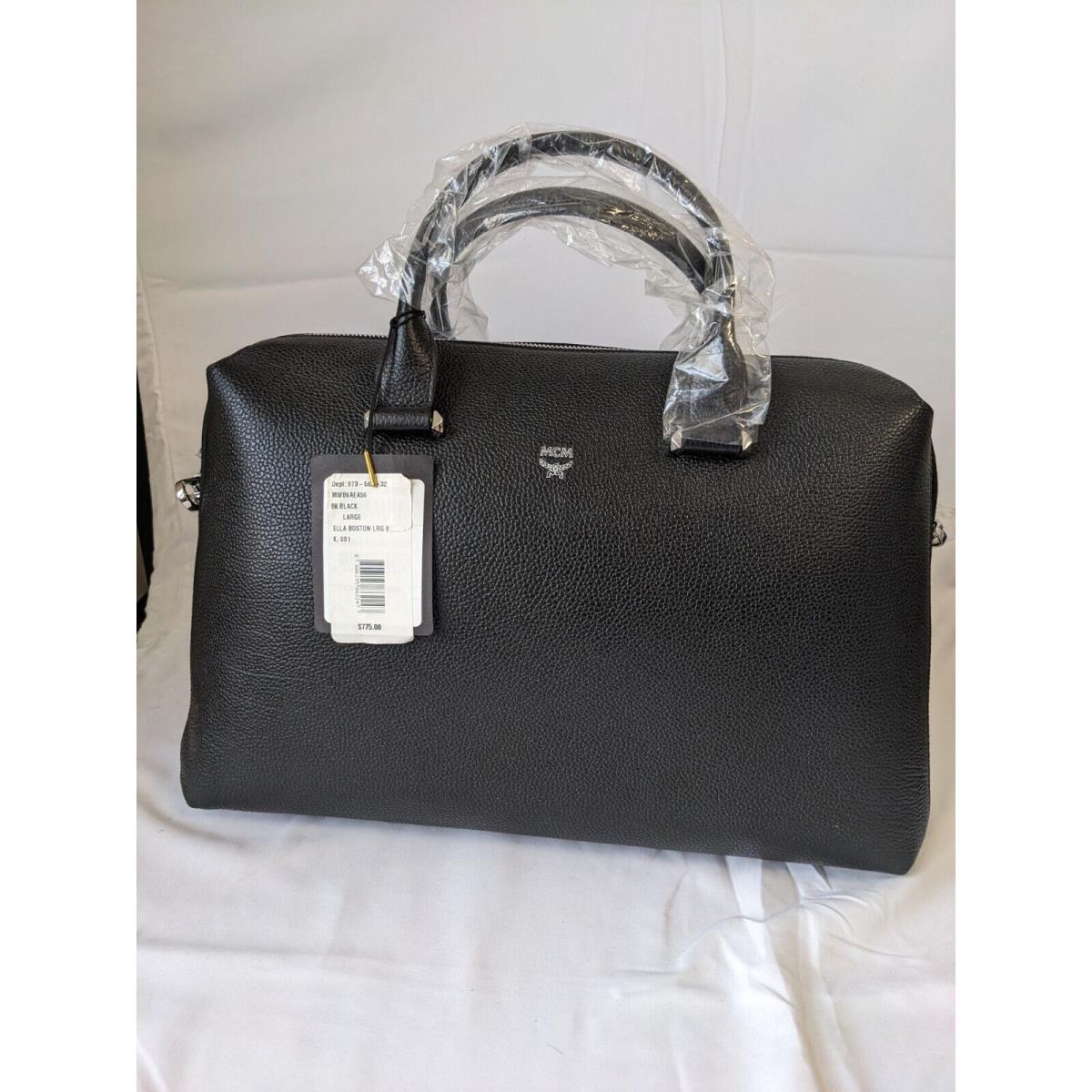 Mcm Women Grained Calfskin Large Ella Boston Bag in Black Large