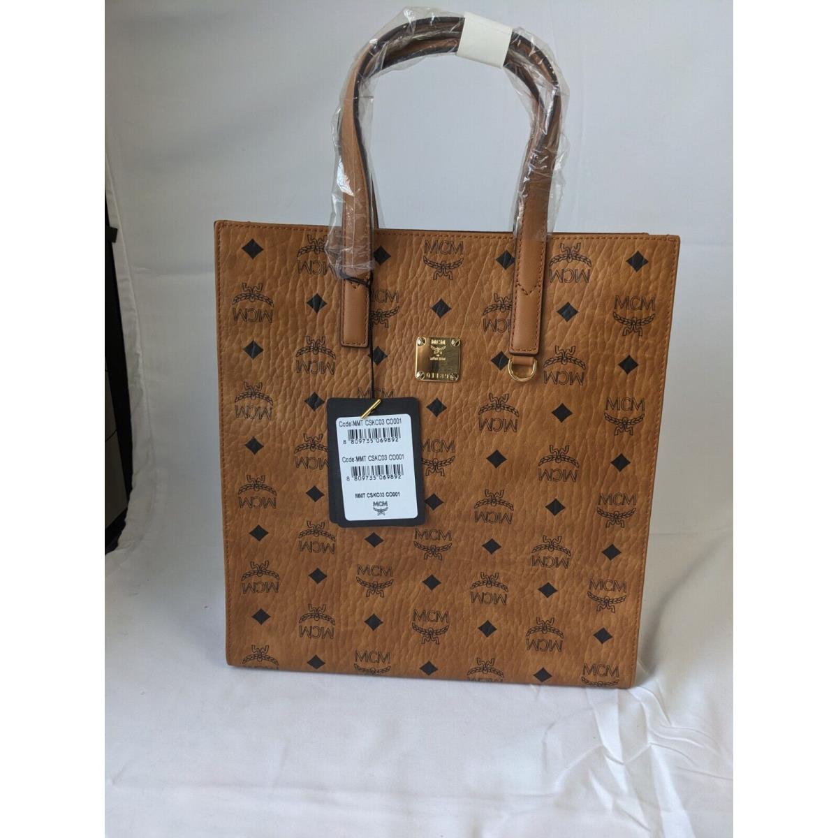 Mcm Women Aren Tote in Visetos Cognac Small