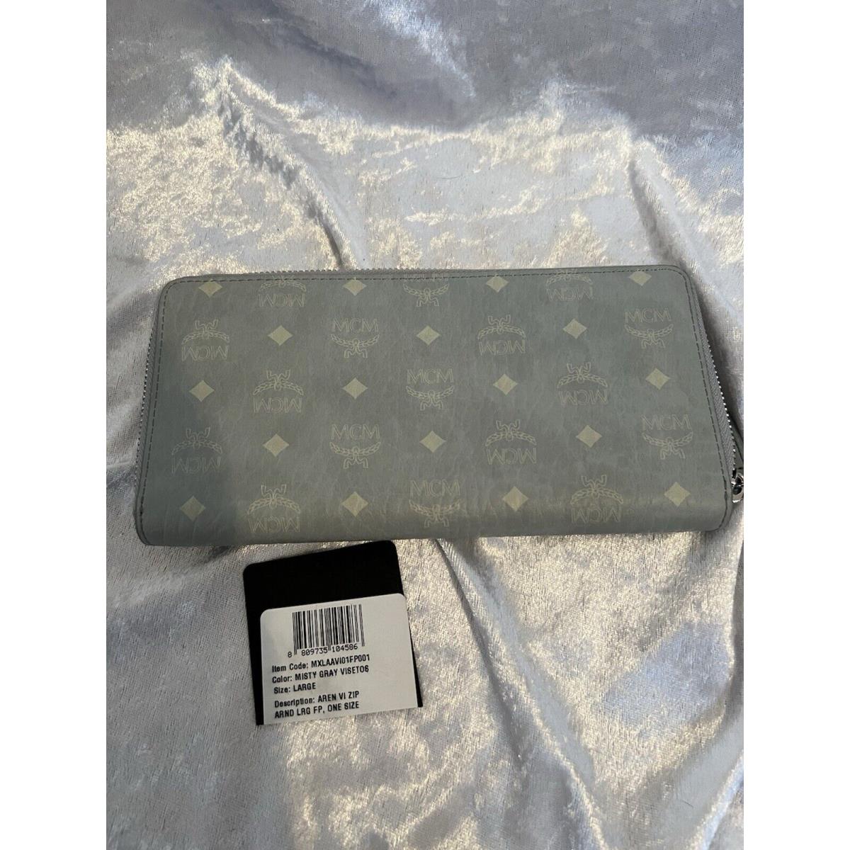 Mcm Visetos Large Zip Wallet Misty Grey