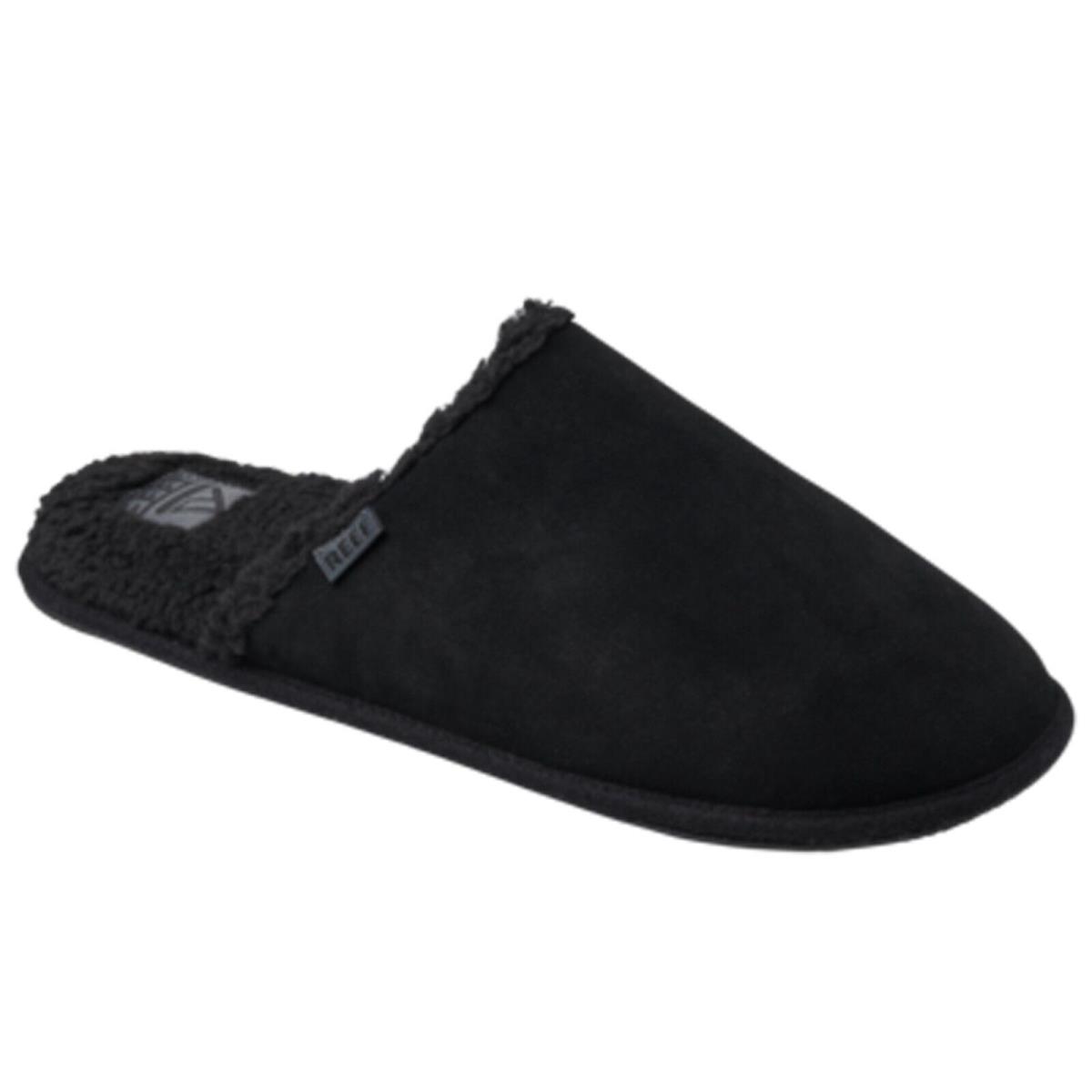 Reef CJ3558 Men`s Reef Glider Stormy Black Suede Shearling Comfort Slipper