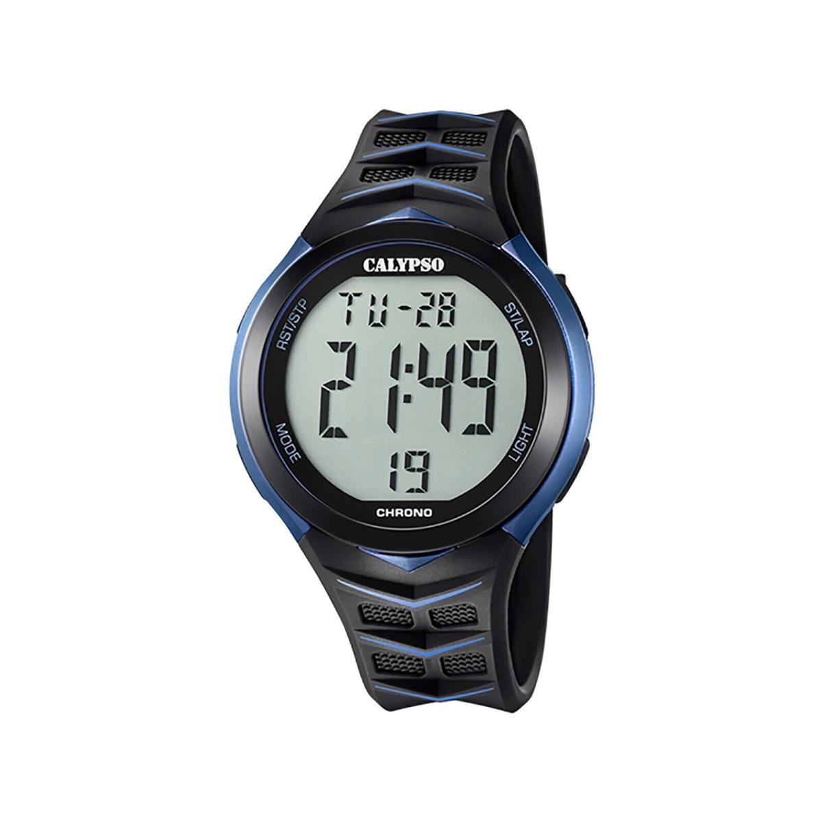 Festina Calypso 45mm Round Mens Digital Watch Chrono Alarm Light Date 10ATM - K5730 Black / Blue