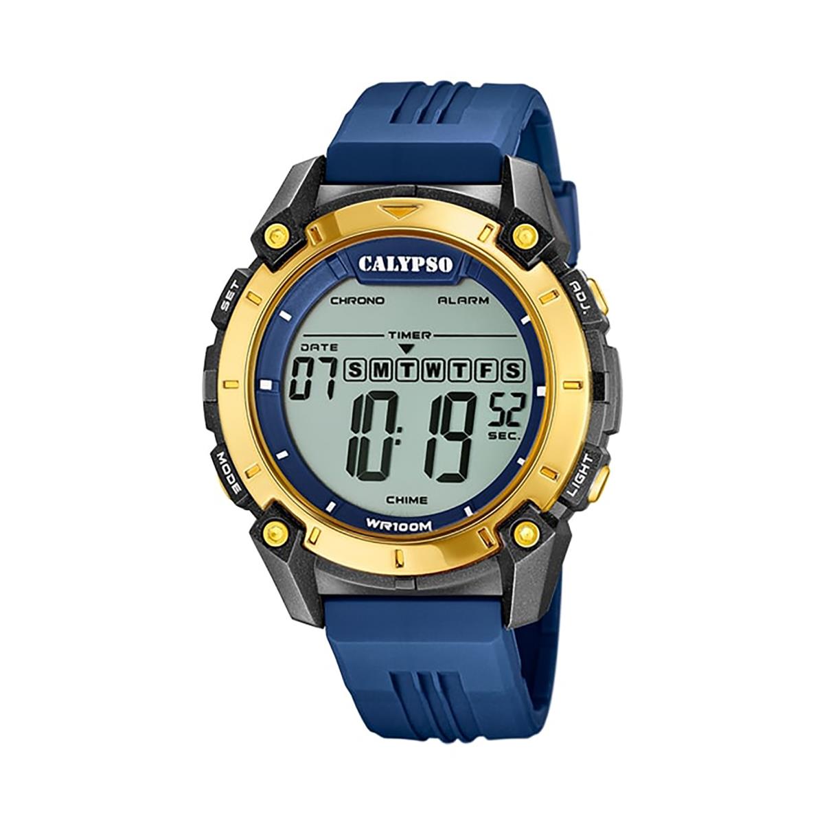 Festina Calypso Large 50mm Mens Digital Watch Chrono Light Alarm Date 12/24H - K5814 Blue / Gold