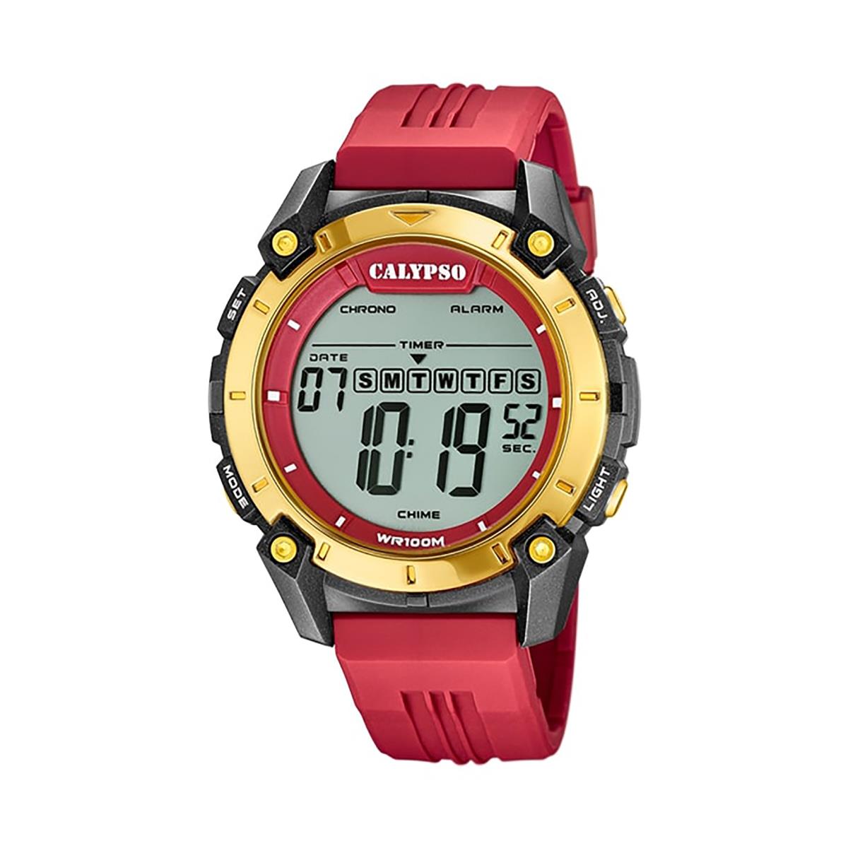 Festina Calypso Large 50mm Mens Digital Watch Chrono Light Alarm Date 12/24H - K5814 Red / Gold