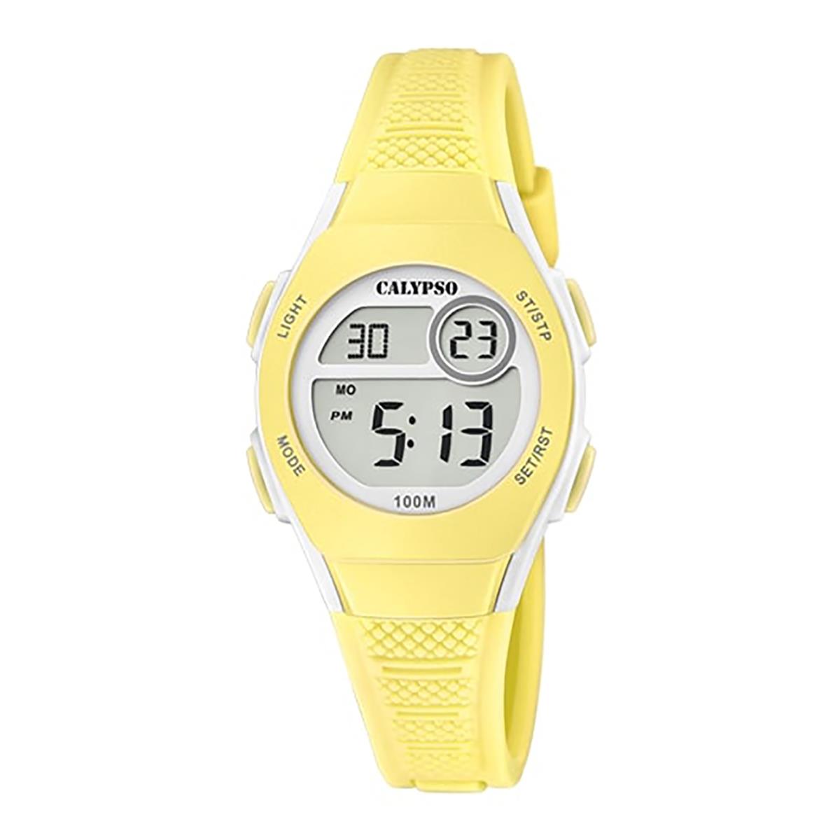 Festina Calypso Kids Digital Watch Round Alarm Light Up Chrono Alarm Light - K5831 Yellow