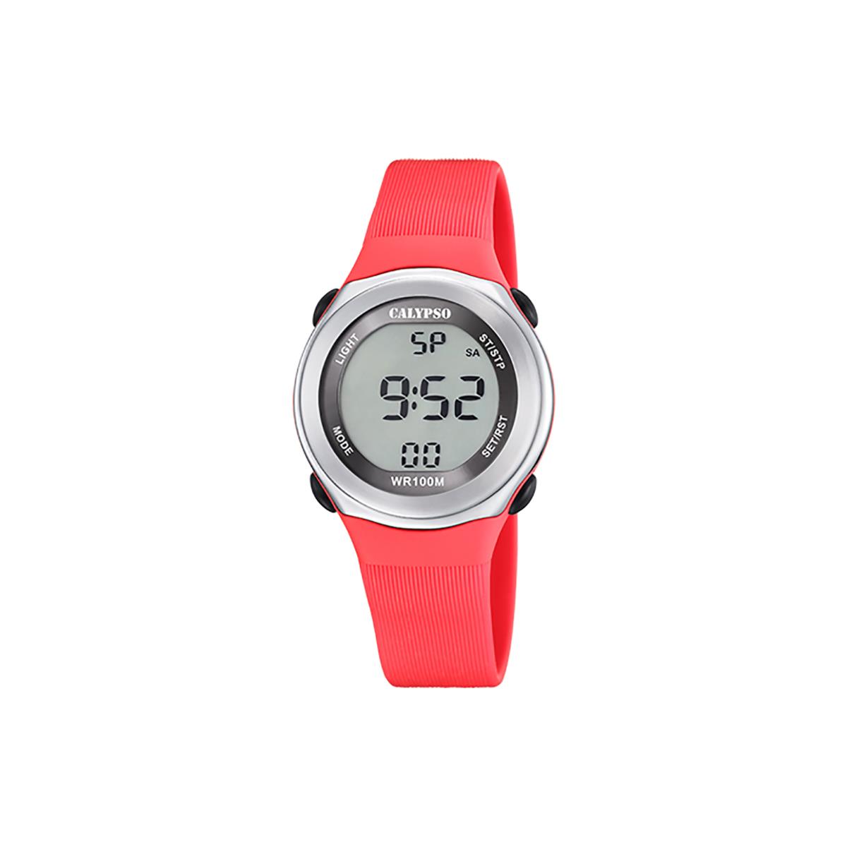 Festina Calypso Boys / Girls Digital Silicone Kids Watch Chrono Light Alarm - K5822 Red / Silver