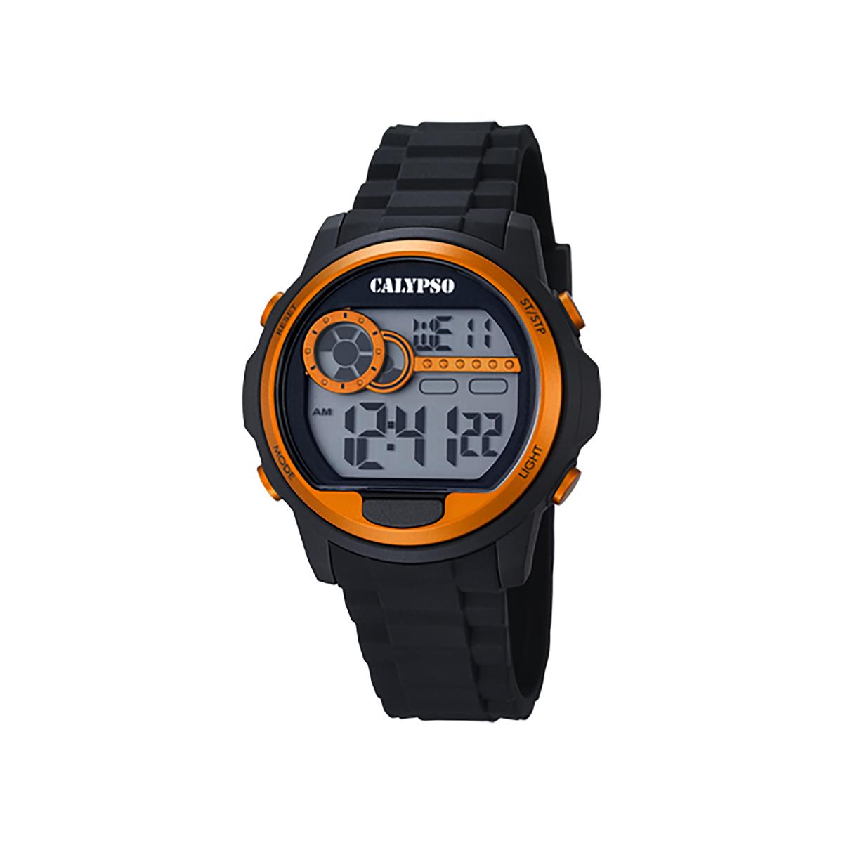 Festina Calypso 43mm Mens Digital Watch Chrono 12/24H Light Timer Dual - K5667 Black / Orange