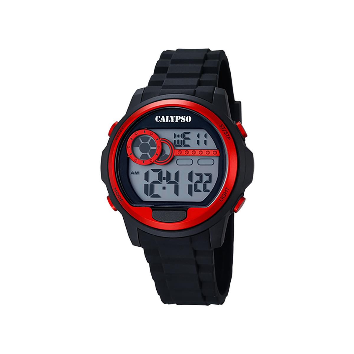 Festina Calypso 43mm Mens Digital Watch Chrono 12/24H Light Timer Dual - K5667 Black / Red