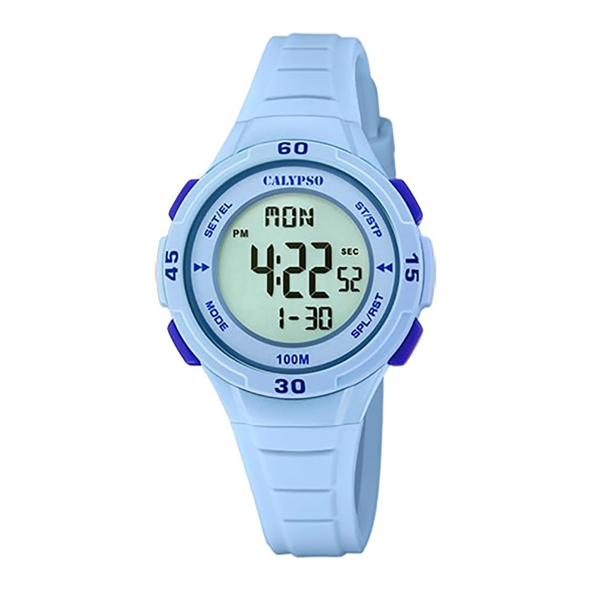 Festina Calypso Kids Digital Watch Alarm Light Up Chrono Alarm Light - K5830 Baby Blue