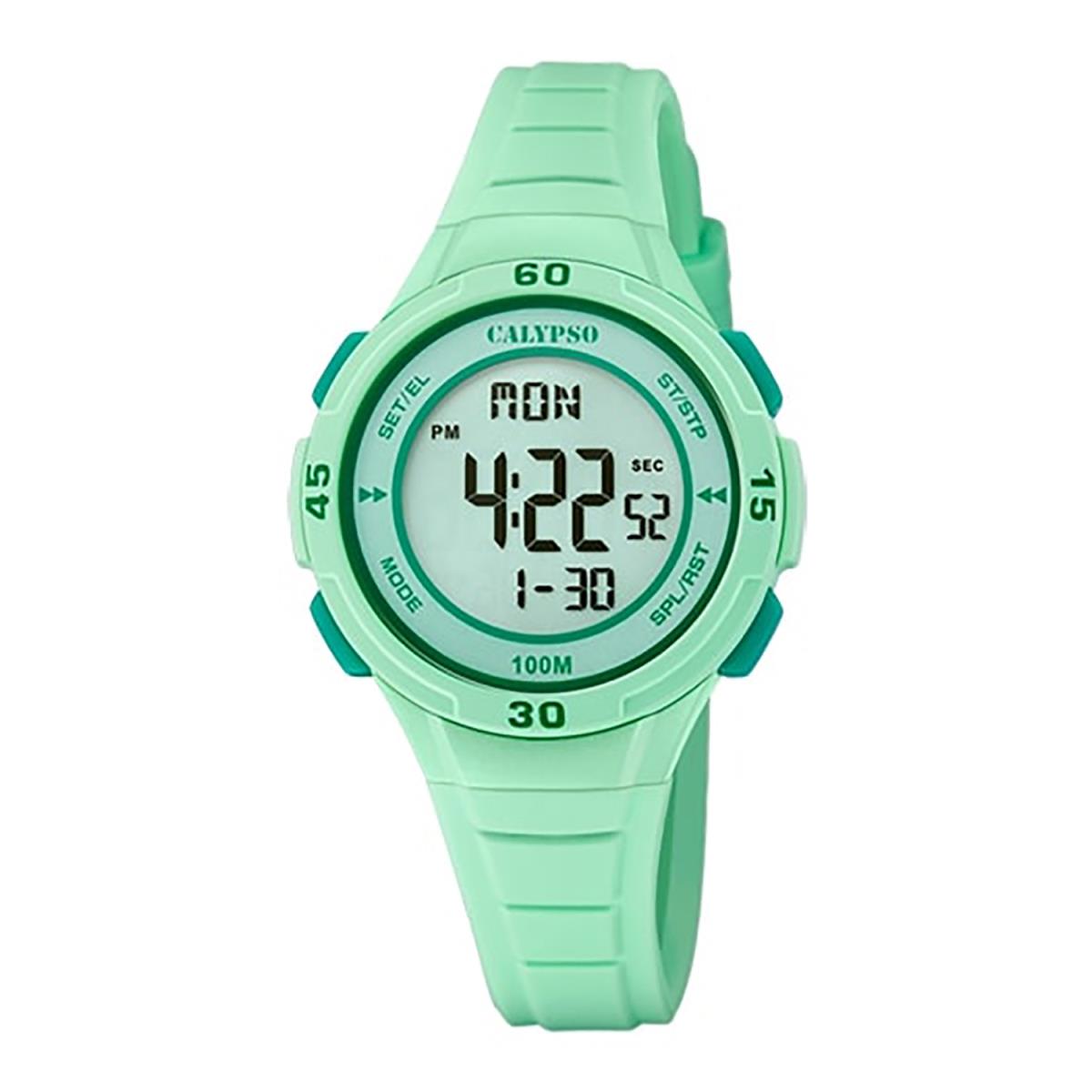 Festina Calypso Kids Digital Watch Alarm Light Up Chrono Alarm Light - K5830 Mint Green