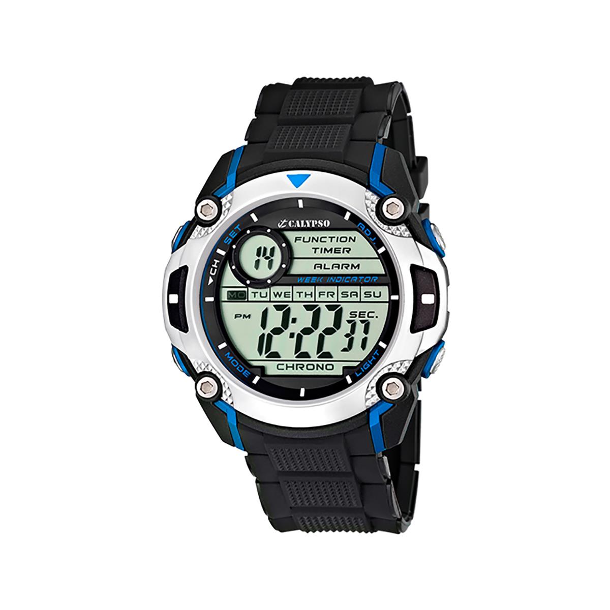 Festina Calypso 47mm Mens Digital Sports Watch Silicone Alarm Chrono Light - K5577