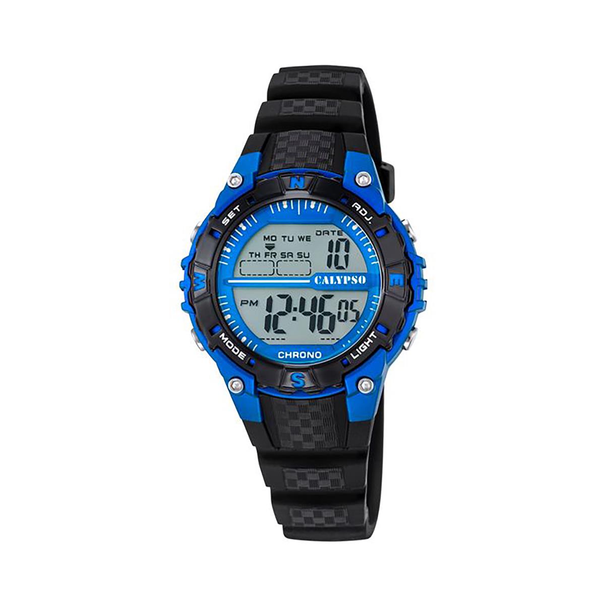 Festina Calypso 38mm Kids Digital Watch For Boys Silicone Alarm Chrono Light - K5684 Black / Blue