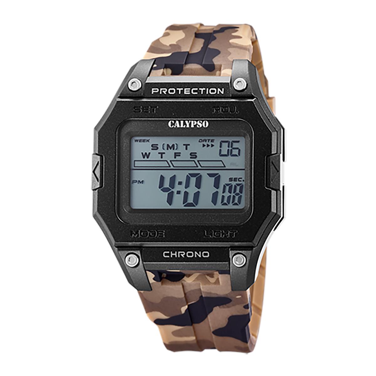 Festina Calypso Camo Rectangle Mens Digital Watch Date Chrono Alarm Light - K5810