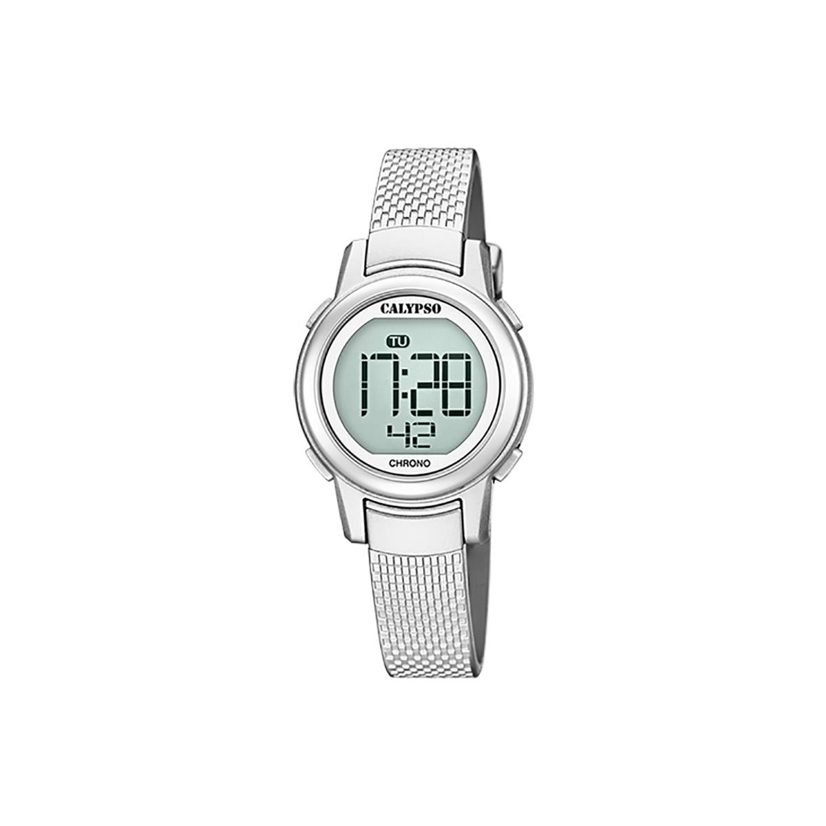 Festina Calypso 29mm Petite Digital Watch For Women / Girls Alarm Chrono Light - K5736 Silver