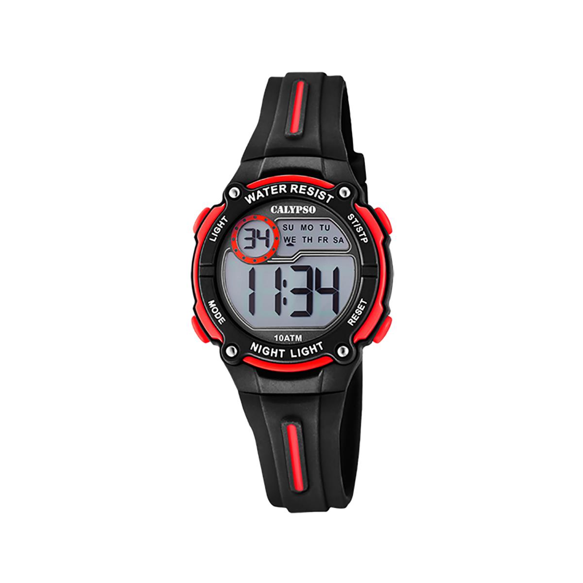 Festina Calypso Kids Digital Watch Light Chrono Alarm Date Water Resistant - K6068 Black / Red