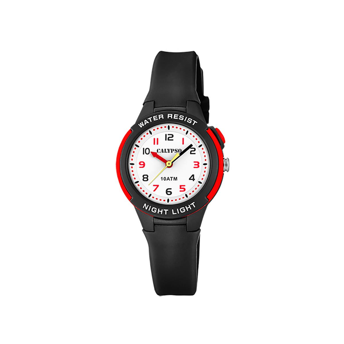 Festina Calypso 29.5mm Kids Analog Light Up Watch 10ATM Water Resistant - K6069 Black / Red