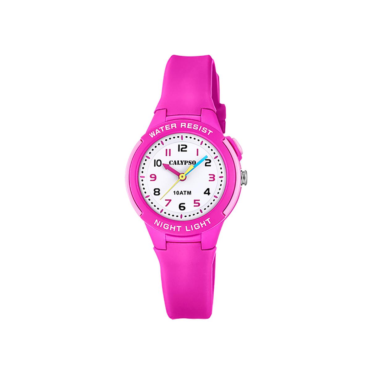 Festina Calypso 29.5mm Kids Analog Light Up Watch 10ATM Water Resistant - K6069 Fuchsia Pink