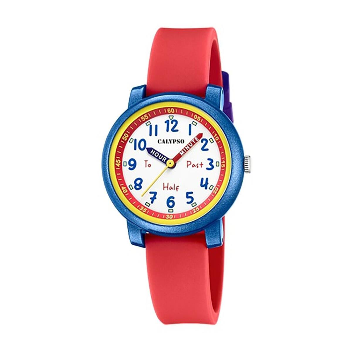 Festina Calypso Analog Kids Educational Time Teacher Watch For Boys Girls - K5827 Red / Blue